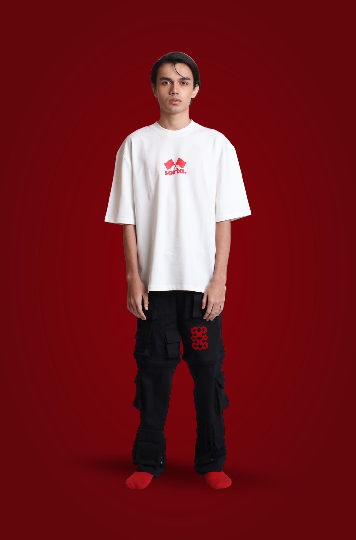 Red Flag. 3D "Print" - Korean Oversized T-Shirt