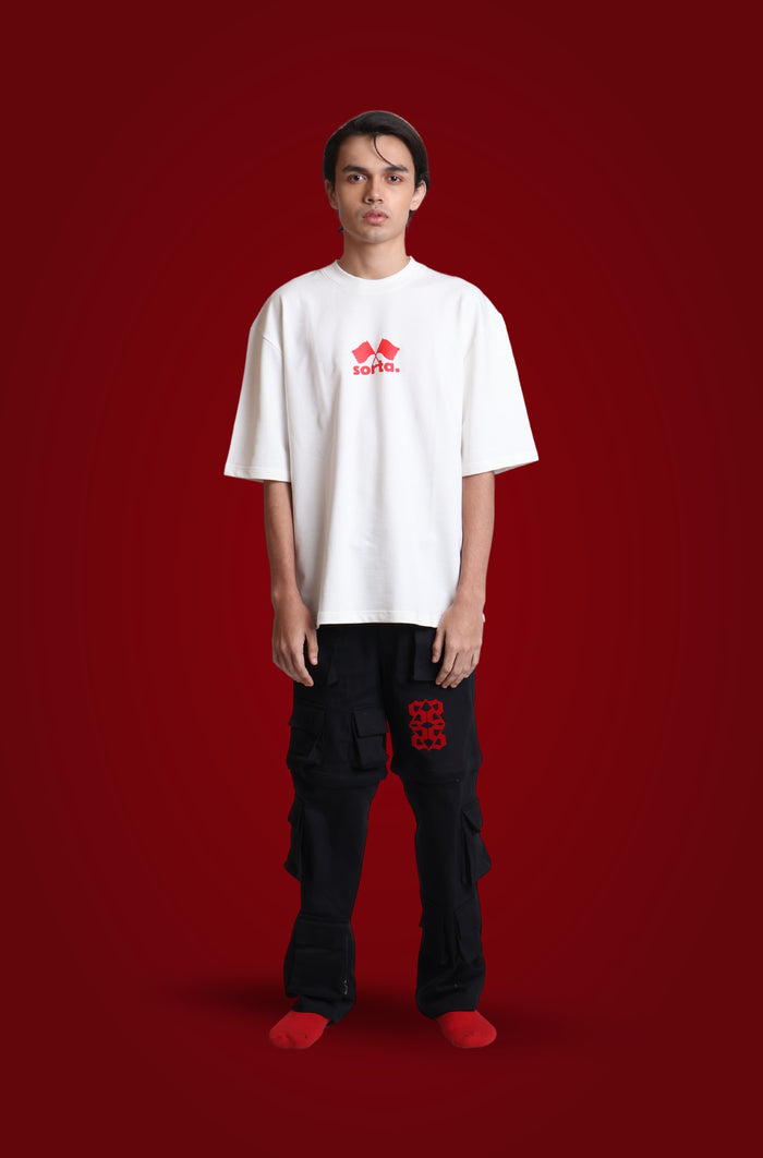 Red Flag. 3D "Print" - Korean Oversized T-Shirt
