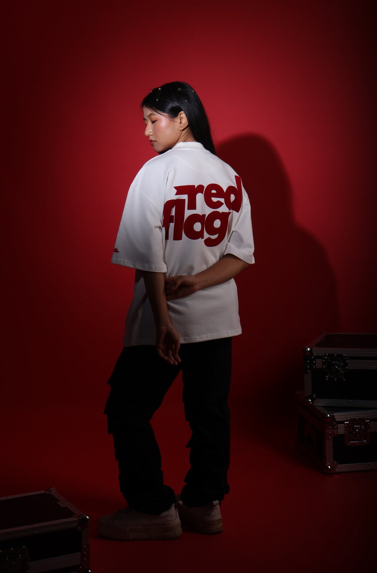 Red Flag. Velvet - Korean Oversized T-Shirt