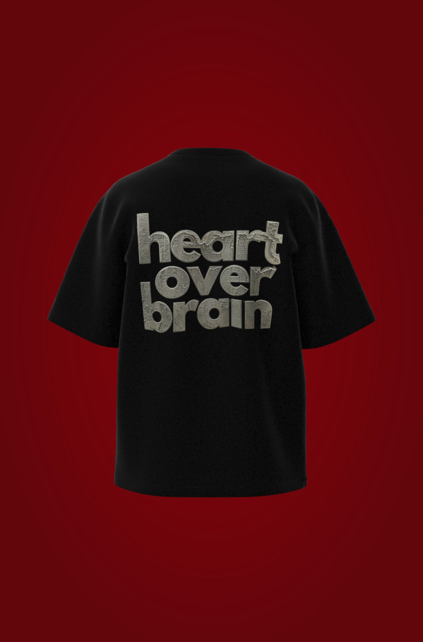 heart over brain. - black on black.