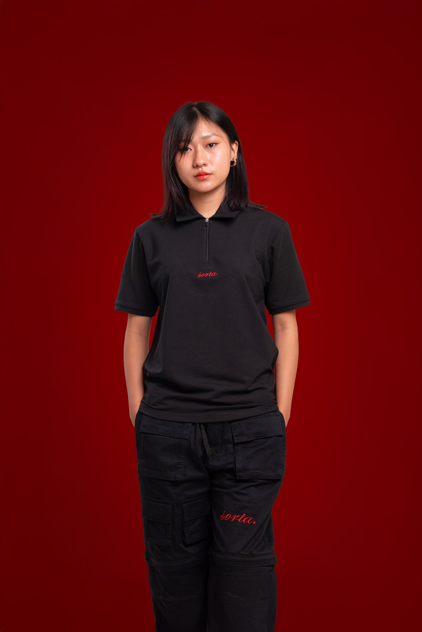 signature zipped polo.