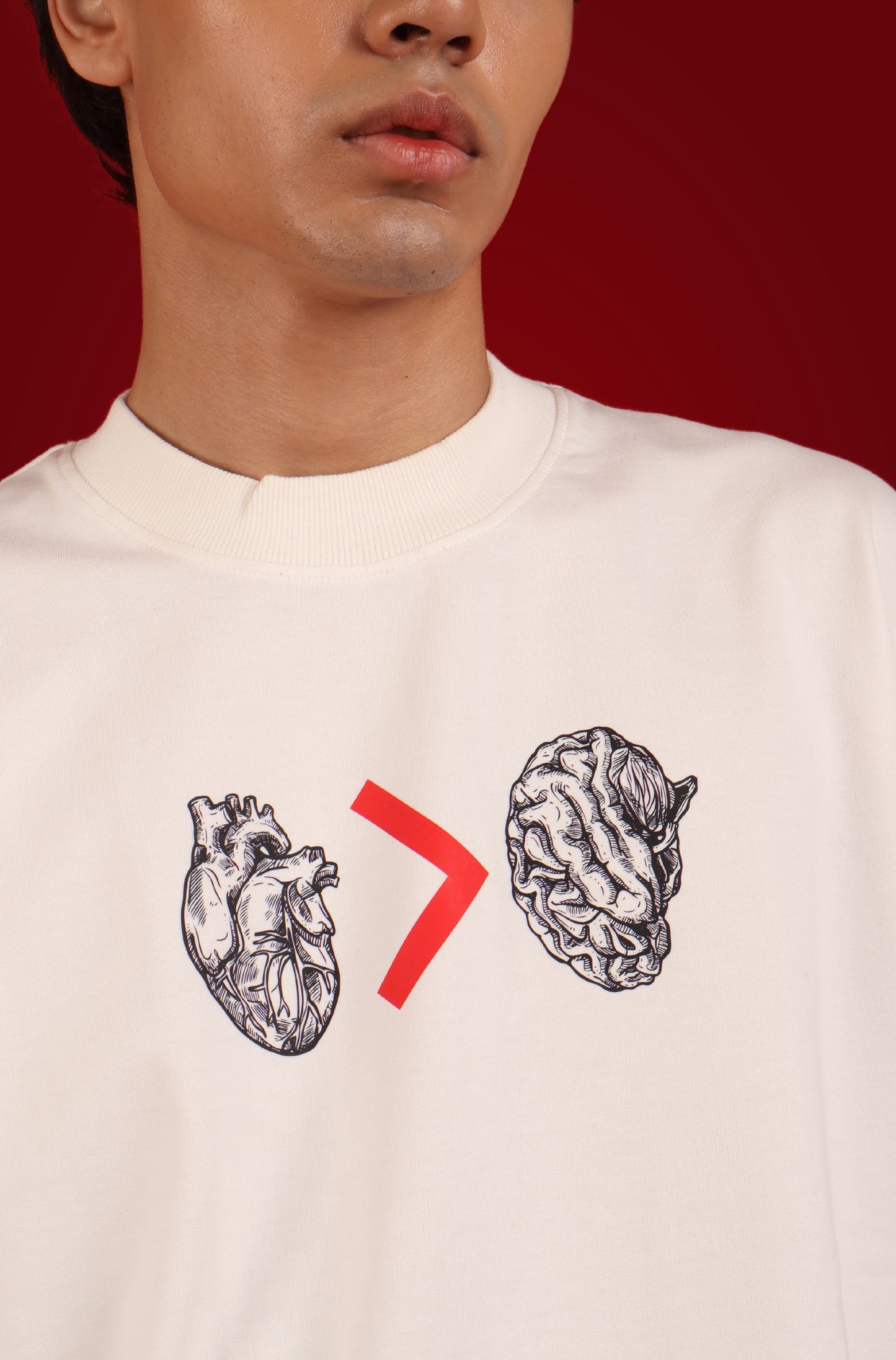 heart over brain. - vintage white.