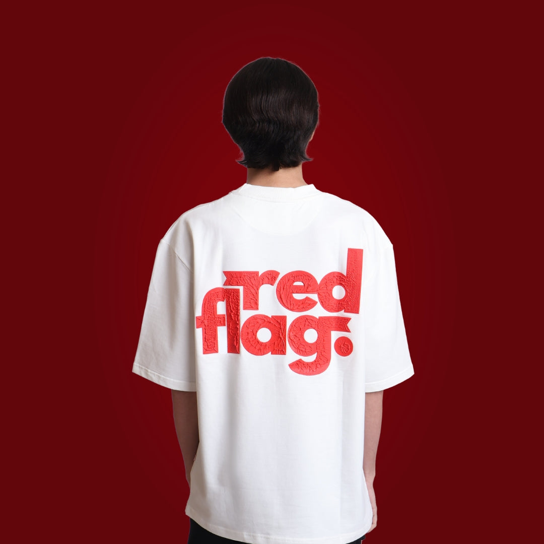 Red Flag. 3D "Print" - Korean Oversized T-Shirt