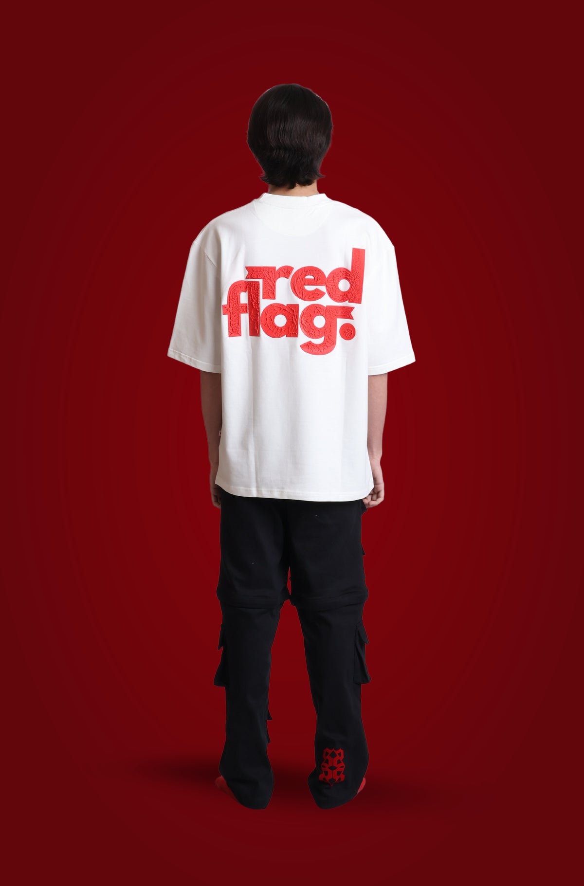 Red Flag. 3D "Print" - Korean Oversized T-Shirt
