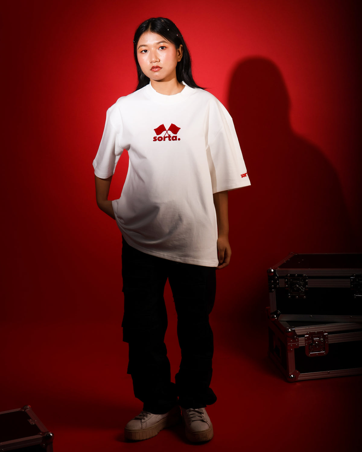 Red Flag. Velvet - Korean Oversized T-Shirt